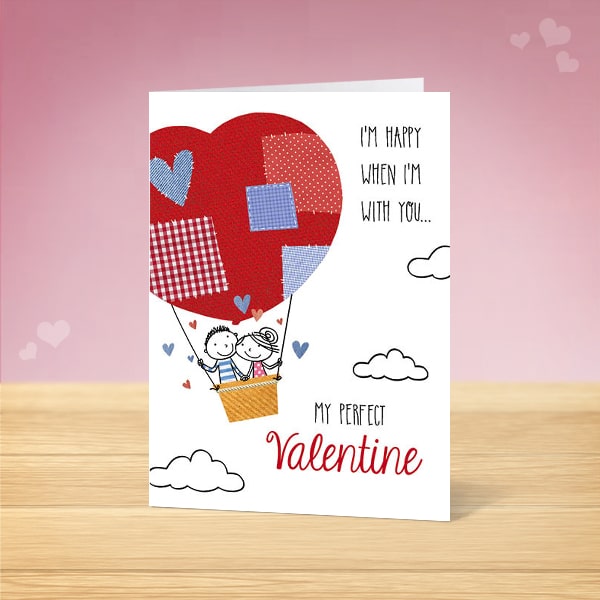 V16116 Hot air Balloon Valentine’s Card Front