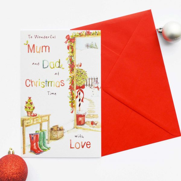Christmas Card Mum And Dad - Garlanna Greeting Cards