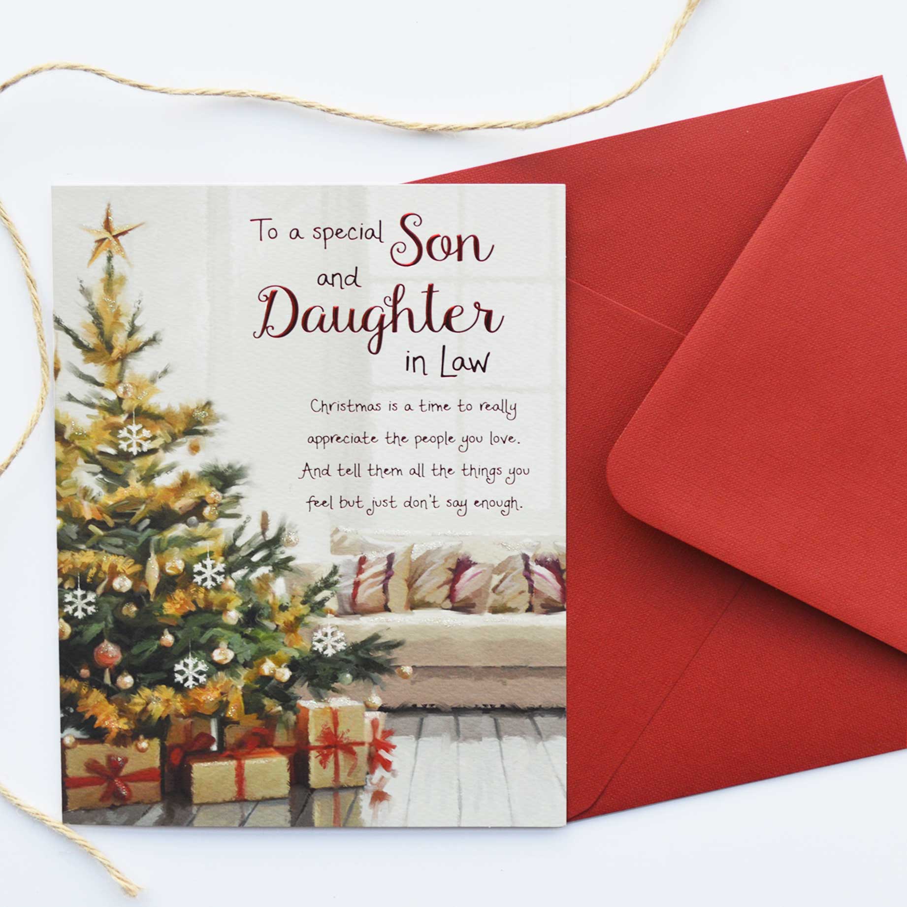 Christmas Words of Warmth Son and Daughter in Law Card - Garlanna Greeting Cards
