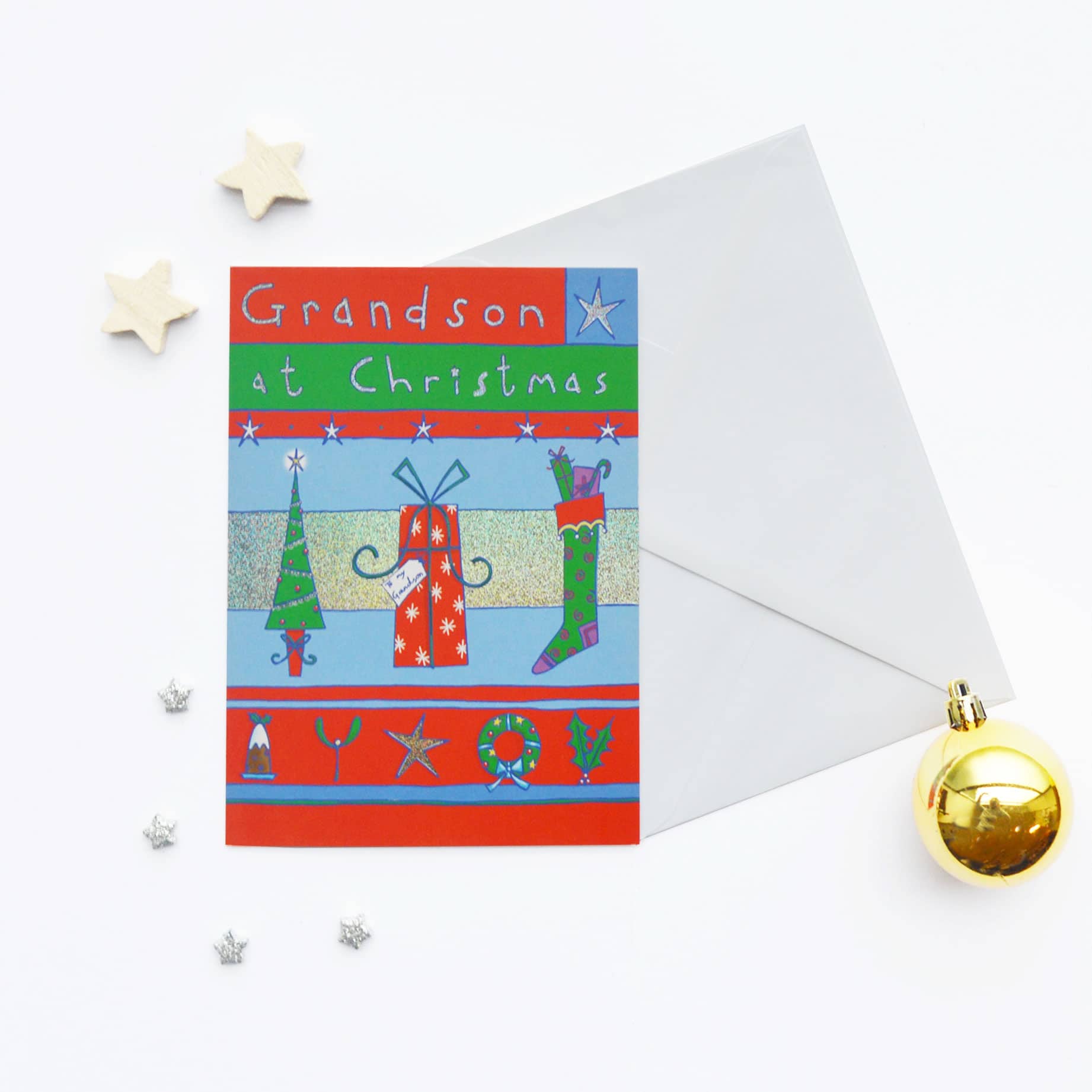Christmas Card Grandson - Garlanna Greeting Cards