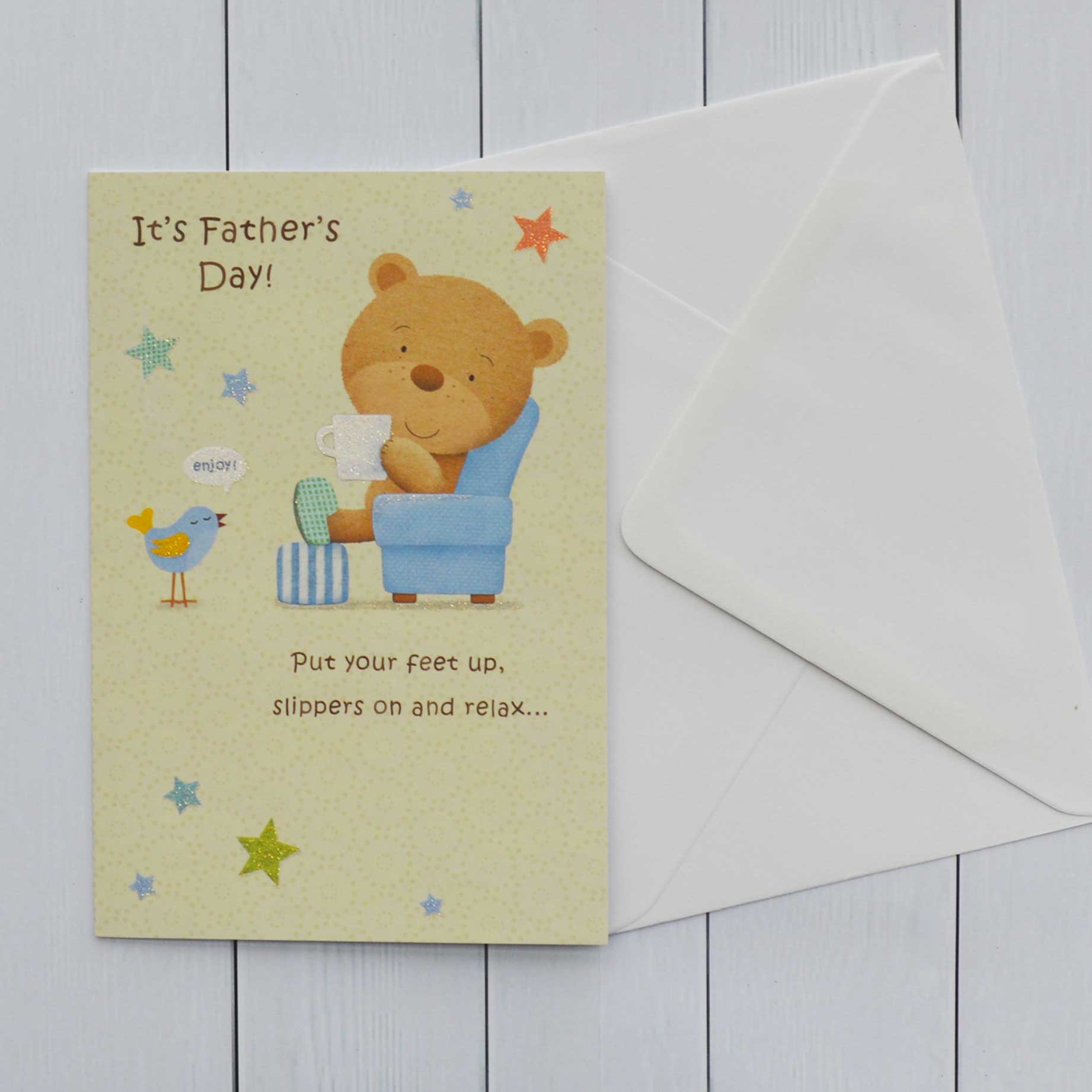 Father's Day Card Cute Teddy Bear - Garlanna Greeting Cards
