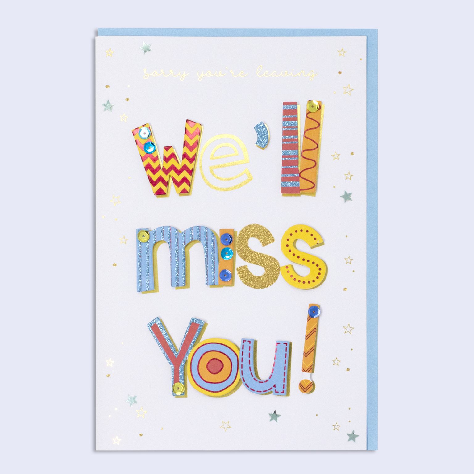Handcrafted Sparkles We'll Miss You! - Garlanna Greeting Cards