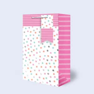 Double Bottle Bag <br/> Pink with Multi colour dots