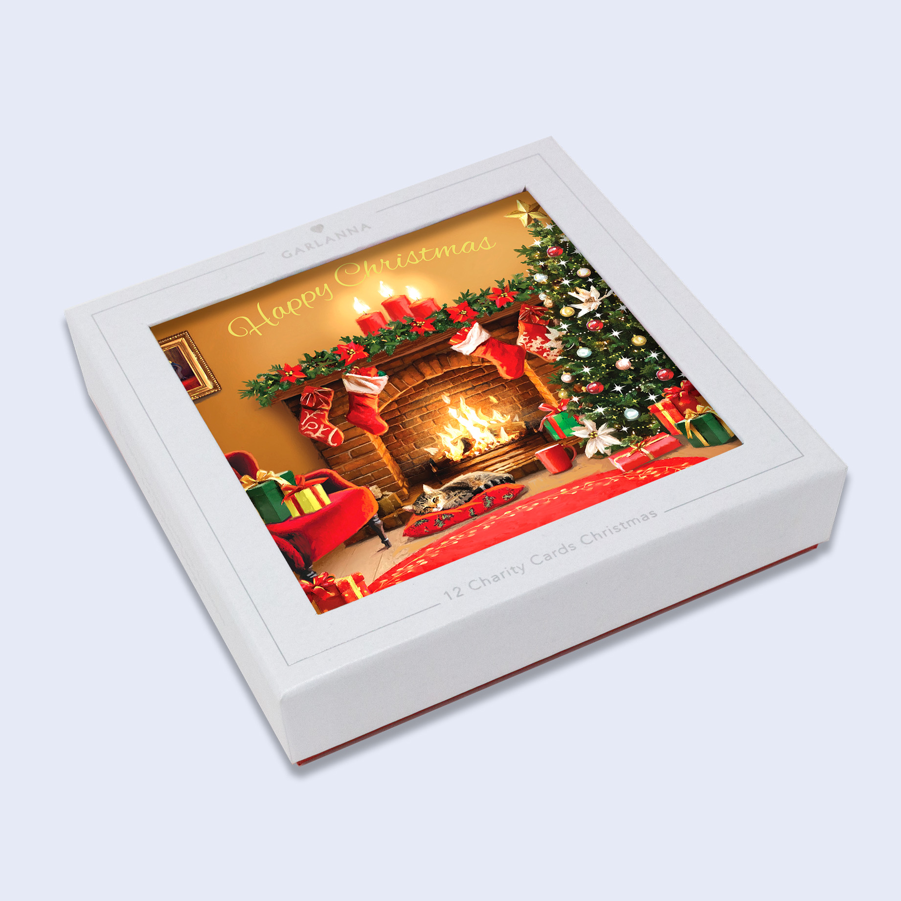 Make a Wish <br/> 12 Charity Christmas Cards <br/> Cosy Christmas Living Room with Pets